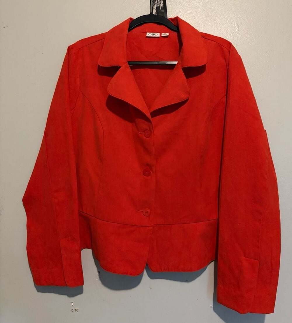Cato Women's Red Faux Suede Button-Front Jacket XL